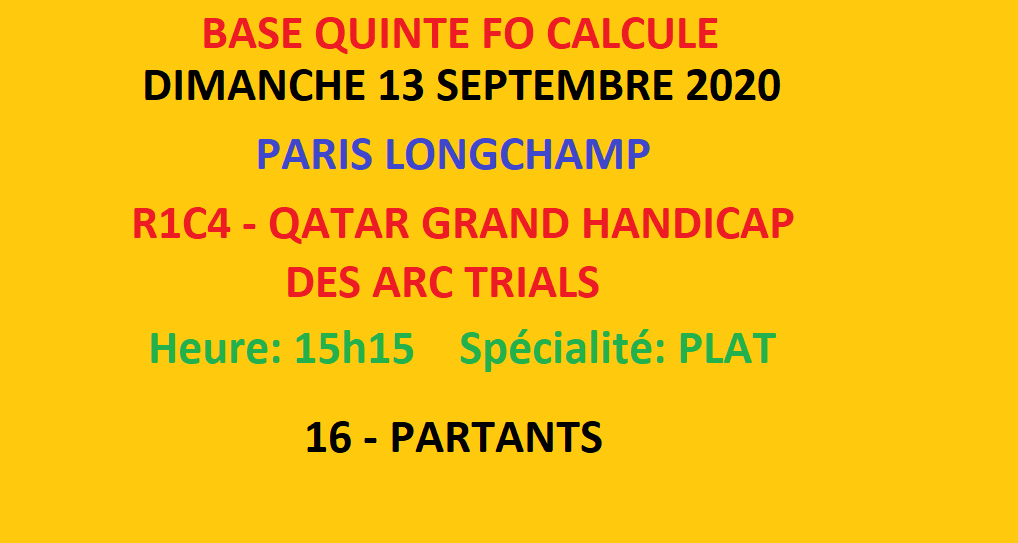 Cote Probable Du Quinte Du Jour PRONOSTIC PMU QUINTE DIMANCHE 13 SEPTEMBRE 2020 - basequintefo