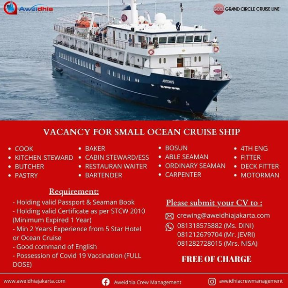 AB, O/S, Cook, Bosun, Fitter, Carpenter, Motorman, 4/E For Passenger