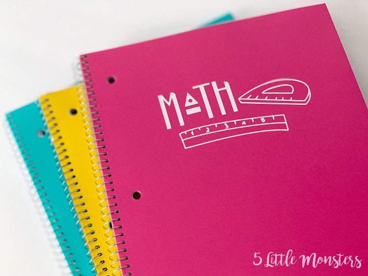 5 Little Monsters Vinyl Notebook Subject Labels