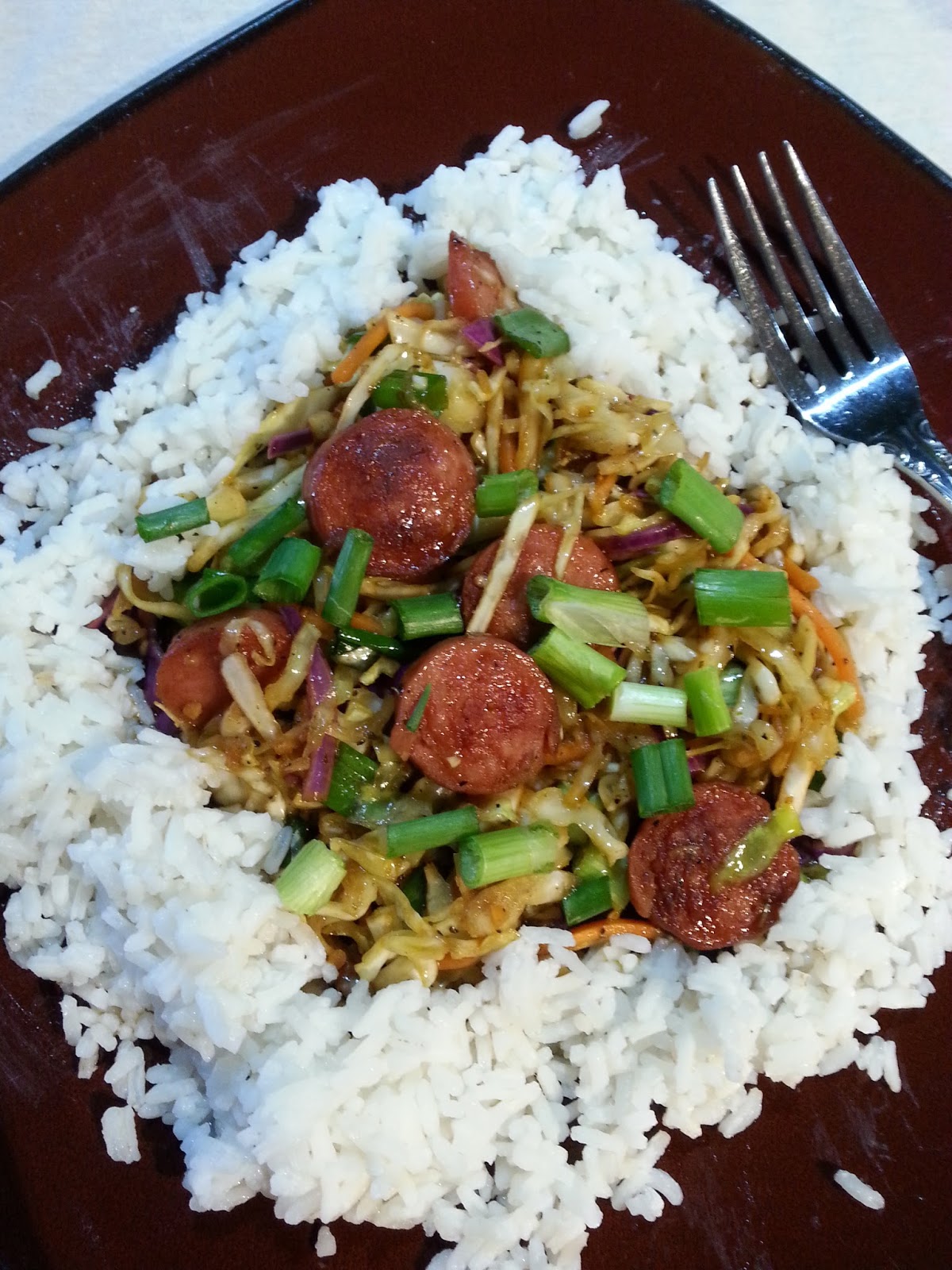 Christine's Pantry Skillet Garlic Sausage and Cabbage with Rice