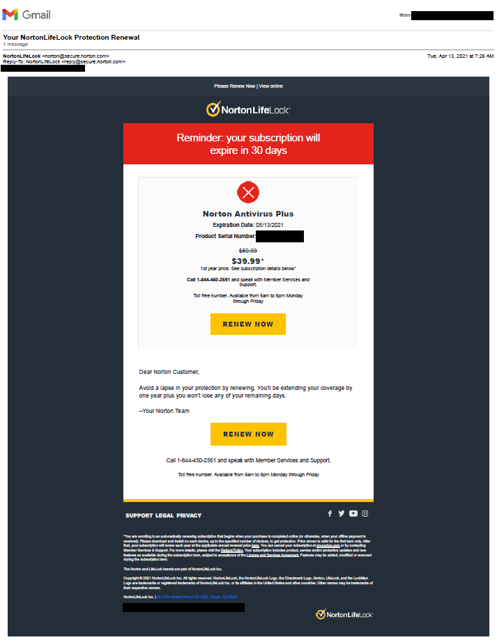 norton 360 total protection email