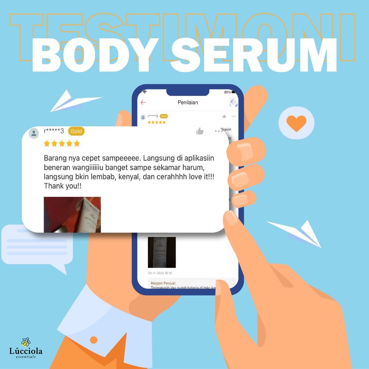 testimoni Body Serum Lucciola Essentials