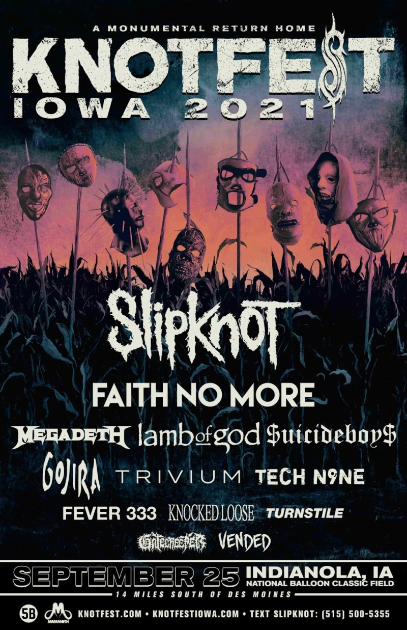 Knotfest anuncia programação com Slipknot, Faith No More, Megadeth