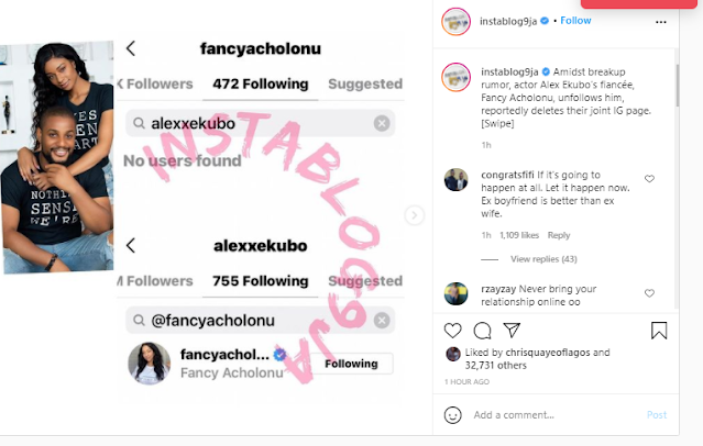 Actor Alex Ekubo and his Fiancee, Fancy Acholonu breaks up as they call off their wedding