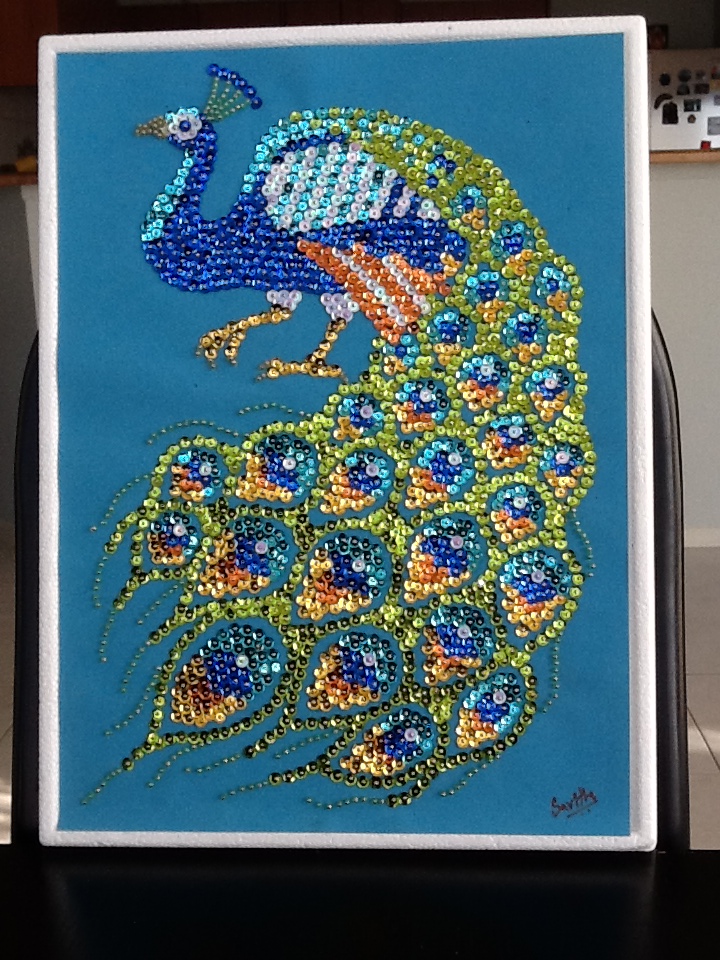 Savs Handmade corner Sequin art Peacock
