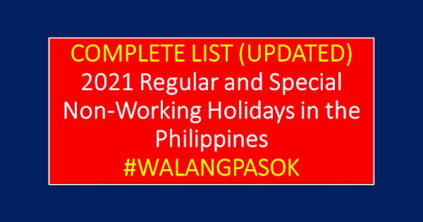 list of philippine regular holidays 2021
