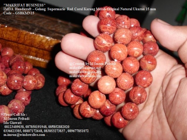 Stone bracelet Gelang Batu  Red Coral Karang  Merah Ukuran 