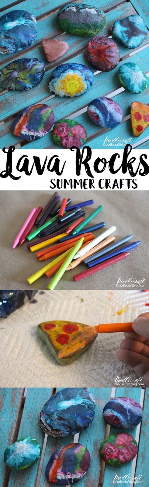 Painted Rock Ideas Lava Hot Rocks With Crayons