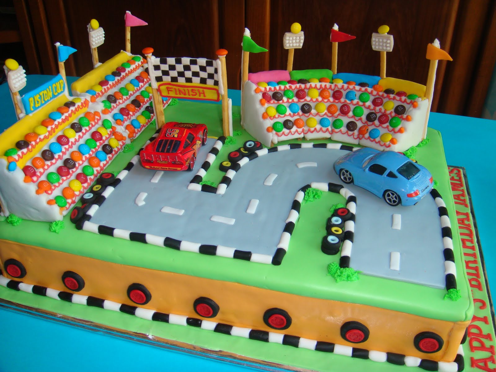 Yummy Baking Disney Car Racing Stadium Fondant Cake