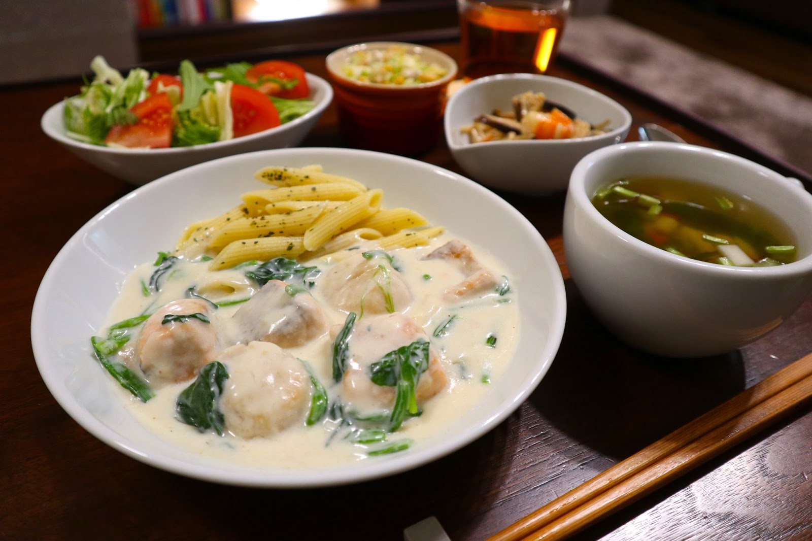 てっちゃんちのおいしい献立 サーモンとホタテとほうれん草のクリーム煮