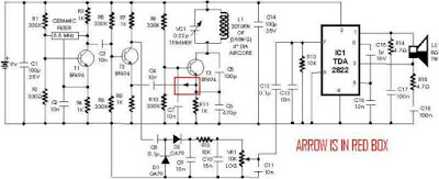 Metal Detector Using With TDA2822 Circuit Diagram