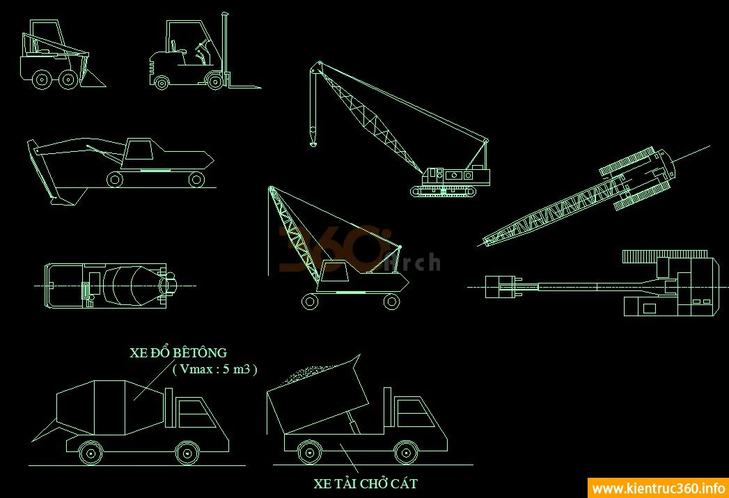 Tổng Hợp Thư Viện Autocad Về Máy Móc Xây Dựng Và Ô Tô Các Loại