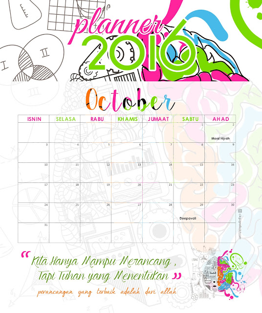 Planner 2016 free printing , grafik berwarna