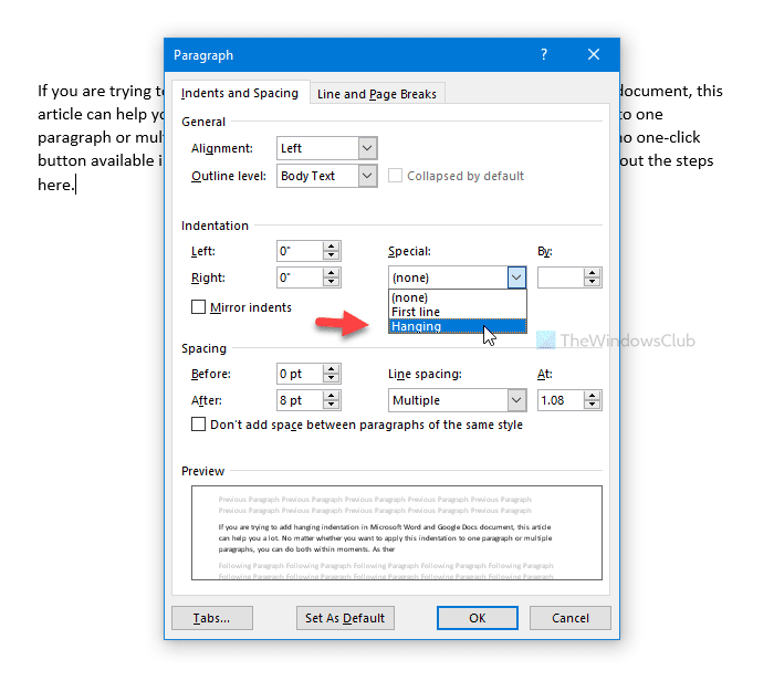 Come aggiungere un rientro sospeso in Microsoft Word e Google Docs