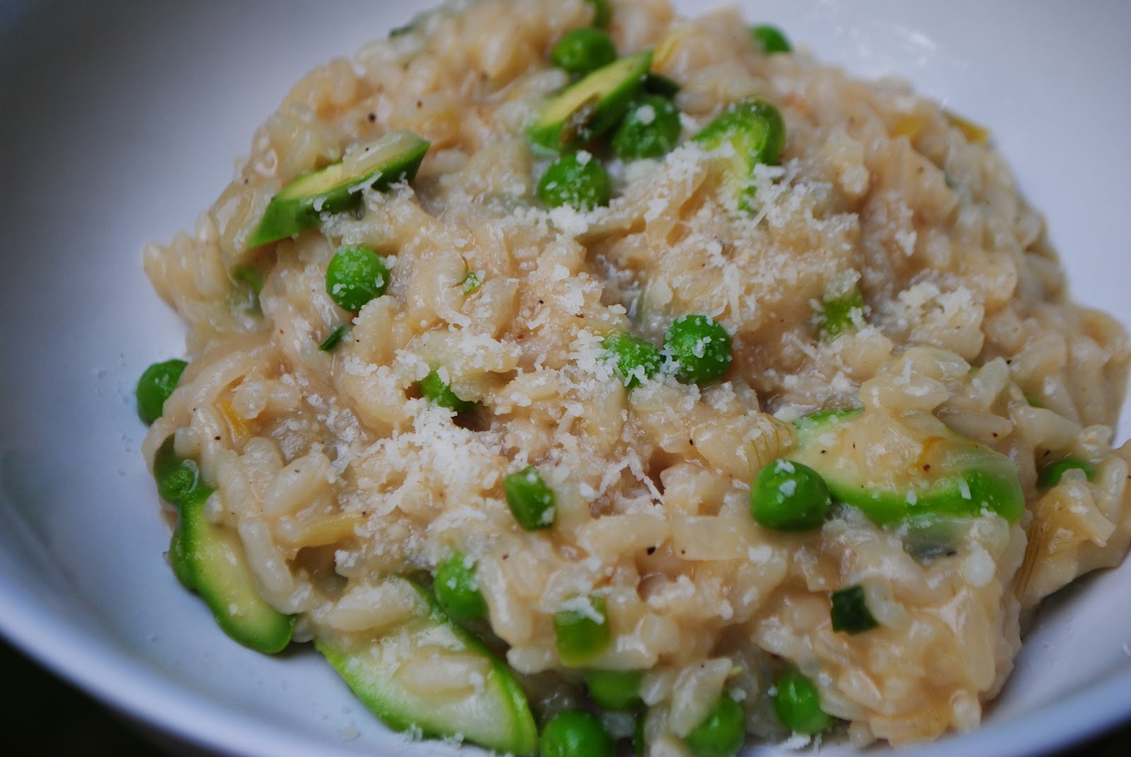 Spring Risotto with English Peas, Asparagus, and Spring Onion The