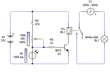 BENGKEL ELEKTRONIKA: Cara Membuat Rangkaian Lampu Dengan Sensor Cahaya 12V