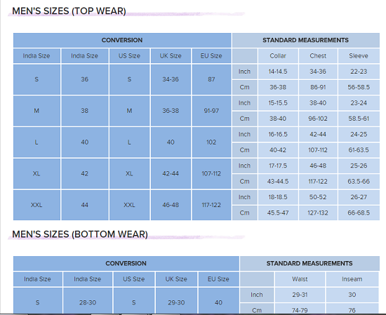 Forever 21 Size Chart Mens