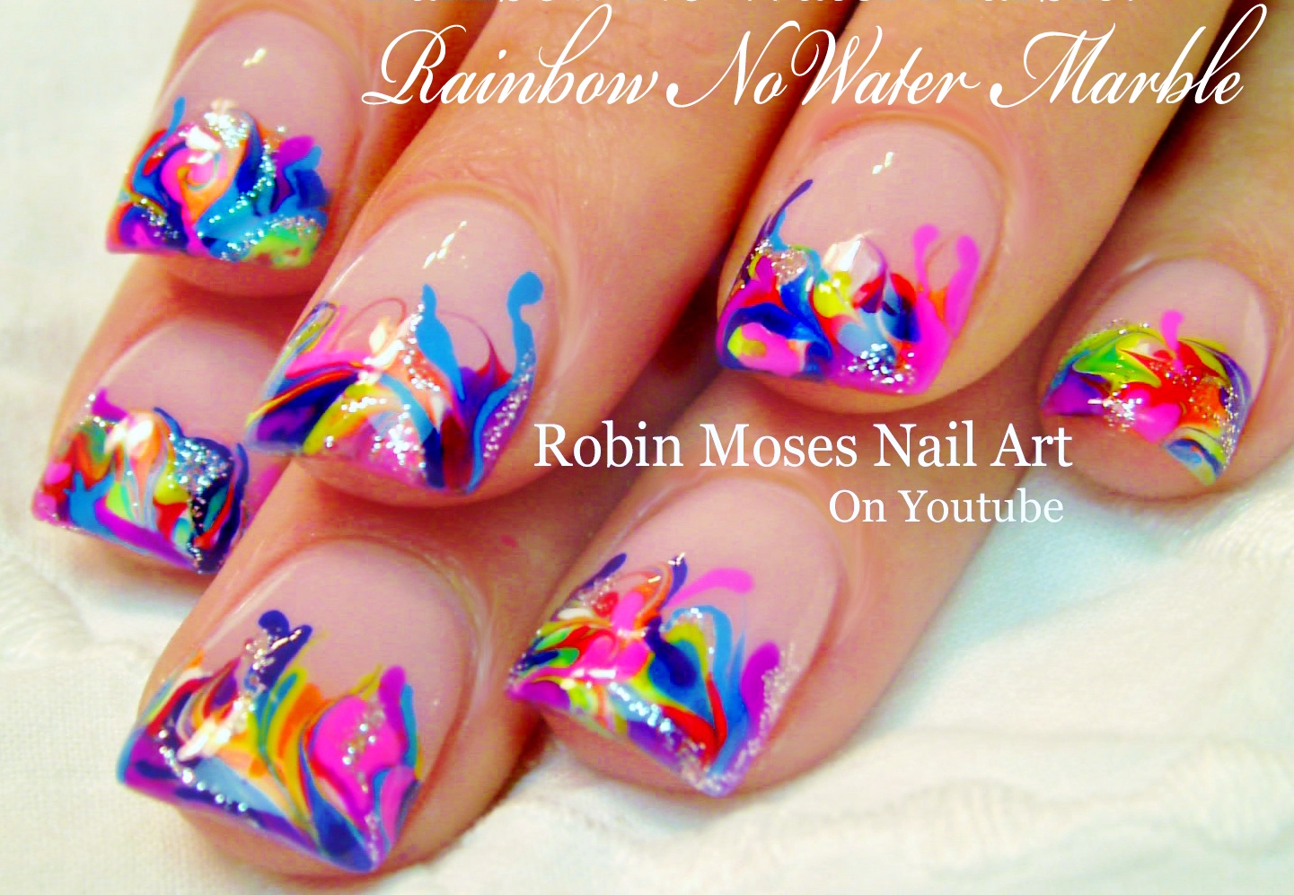 Robin Moses Nail Art: Rainbow No water Marble Nail Art Design Tutorial ...