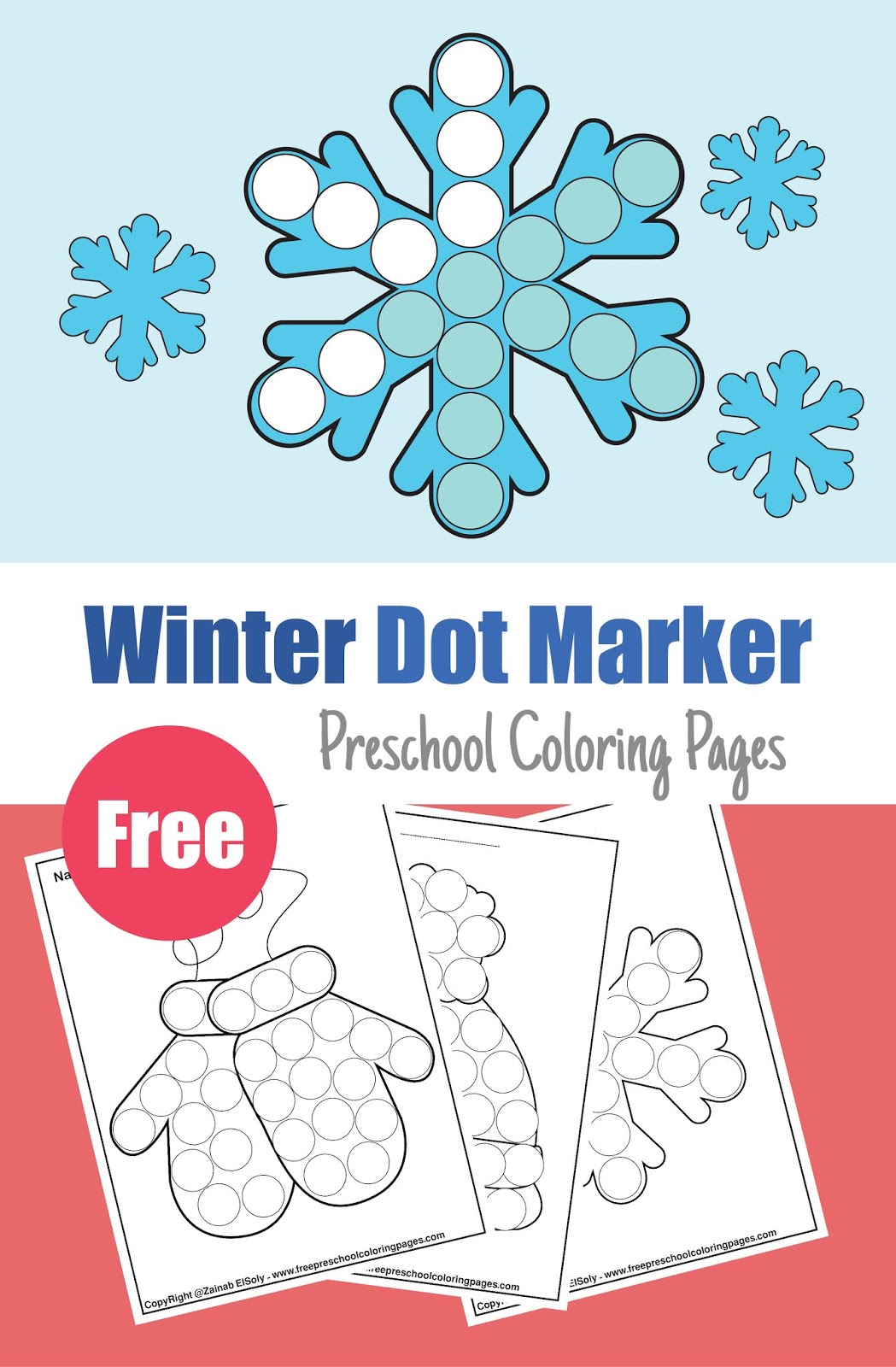 Winter Dot Marker Free Pages For Kids