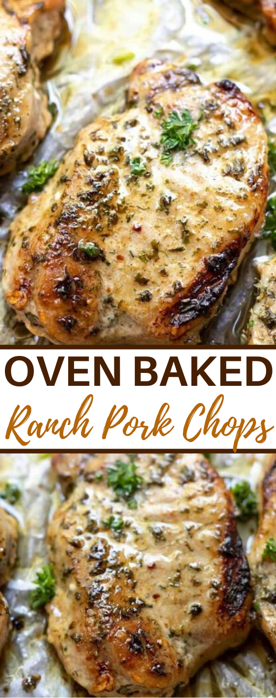 Baked Ranch Pork Chops #pork #dinner #weeknight #baked #easyrecipes