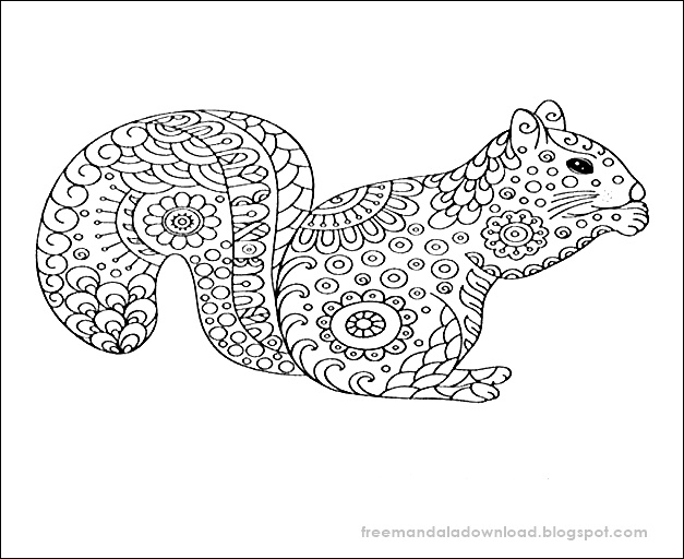 Mandala Malvorlagen Tiere: Eichhörnchen