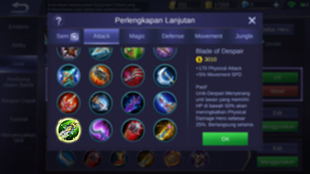 Build Item Claude Tersakit Mobile Legends