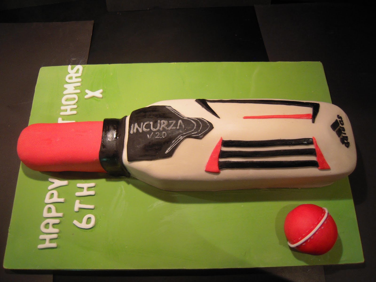 Eileen Atkinson's Celebration Cakes Cricket Bat Birthday Cake