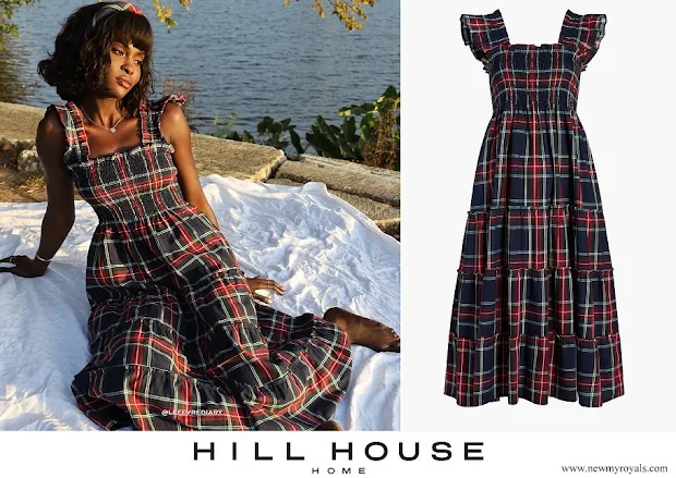 Princess Eugenie wore a Hill House Home The Ellie Nap Tartan Dress