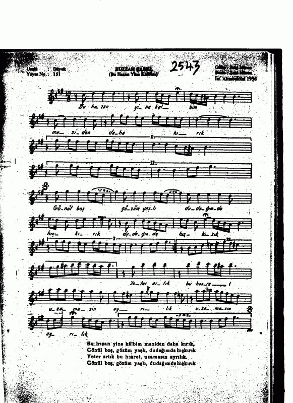 Bu Hazan Yine Kalbim Maziden Daha Kirik Notalar Sozleri