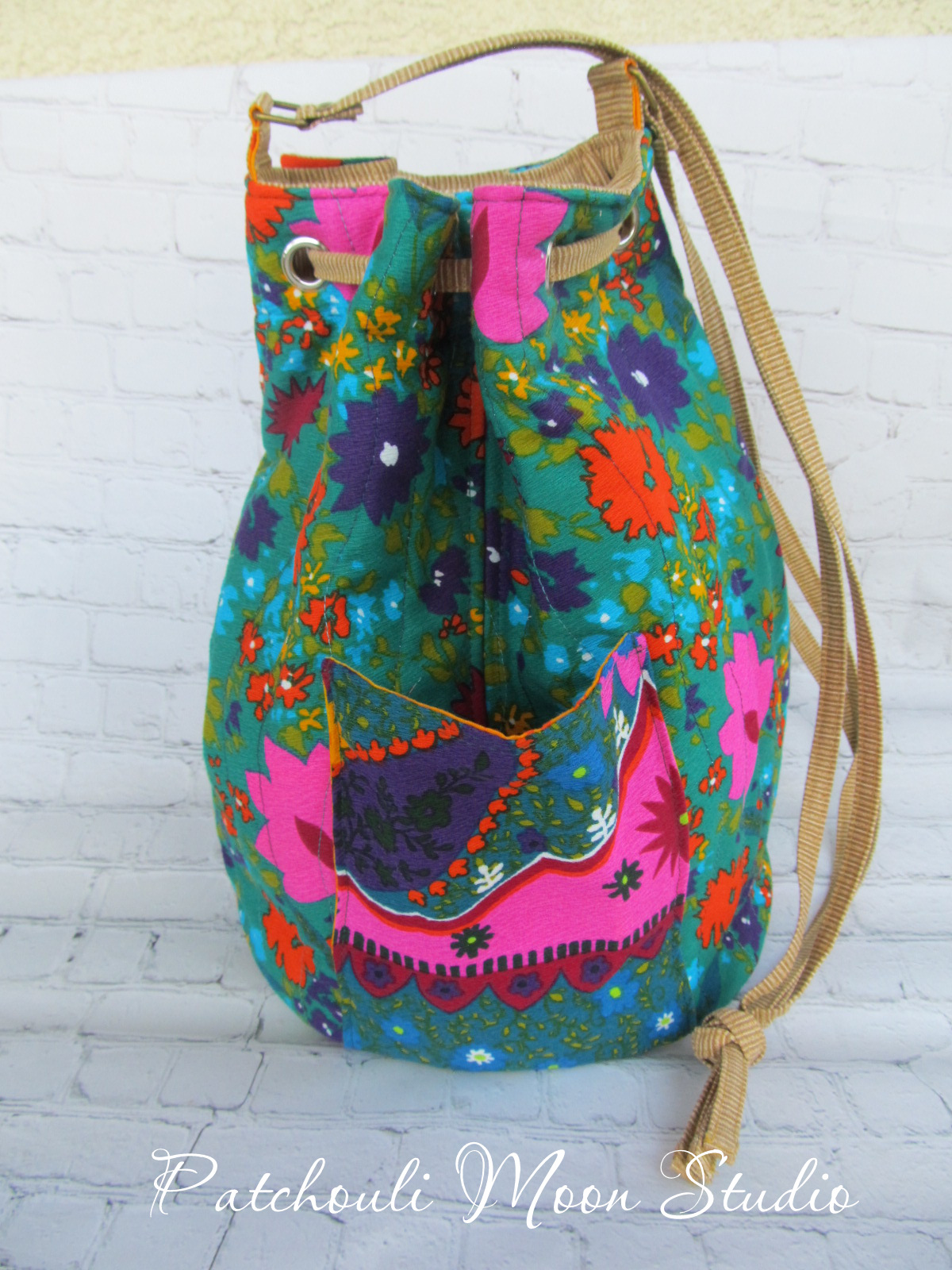 Patchouli Moon Studio Drawstring Duffel Bucket Tote