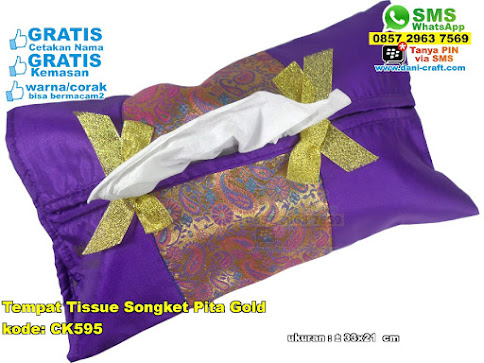 Tempat Tissue Songket Pita Gold