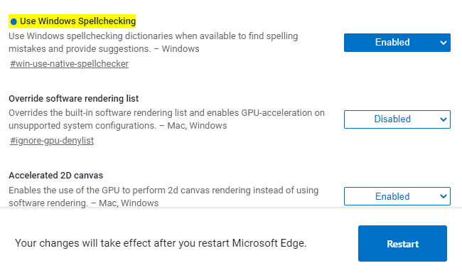 Habilitar el corrector ortográfico de Windows en Microsoft Edge