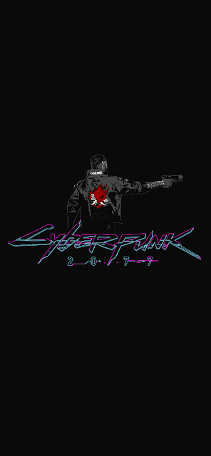 Wallpaper fo mobile phone - Cyberpunk 2007 character holding a gun