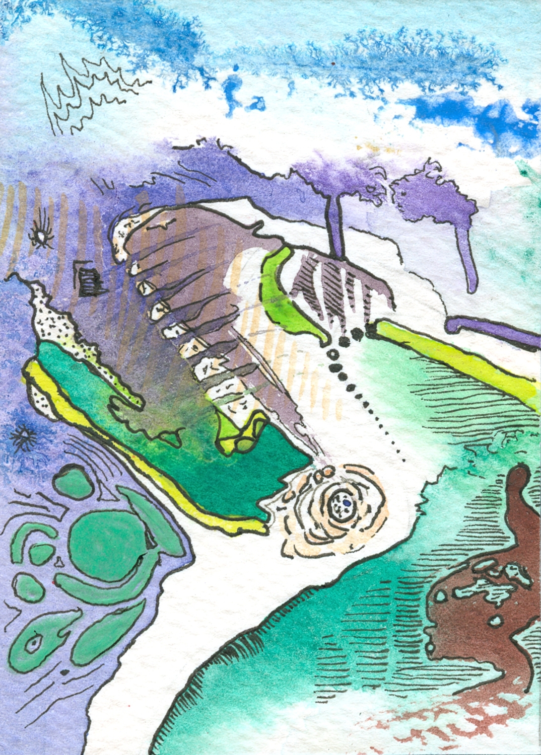 THE AARDVARK FARMS Abstract ACEO Art Card