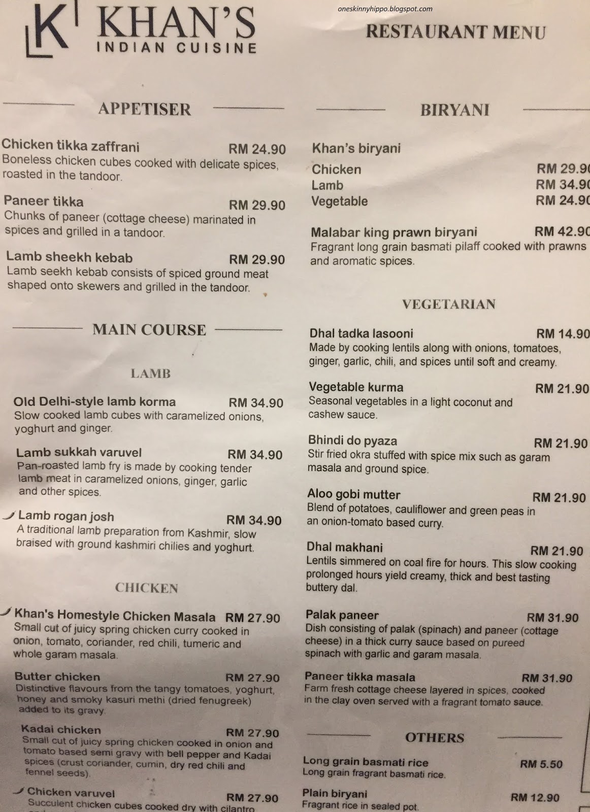 SkinnyHippo Malaysia's Vegetarian Food Guide Khan's Indian Cuisine