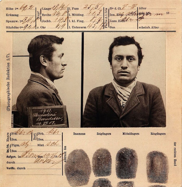 Young Benito Mussolini's Mugshot, Arrested by Swiss Police, 1903