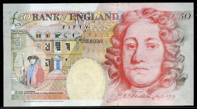 England 50 Pounds banknote bill