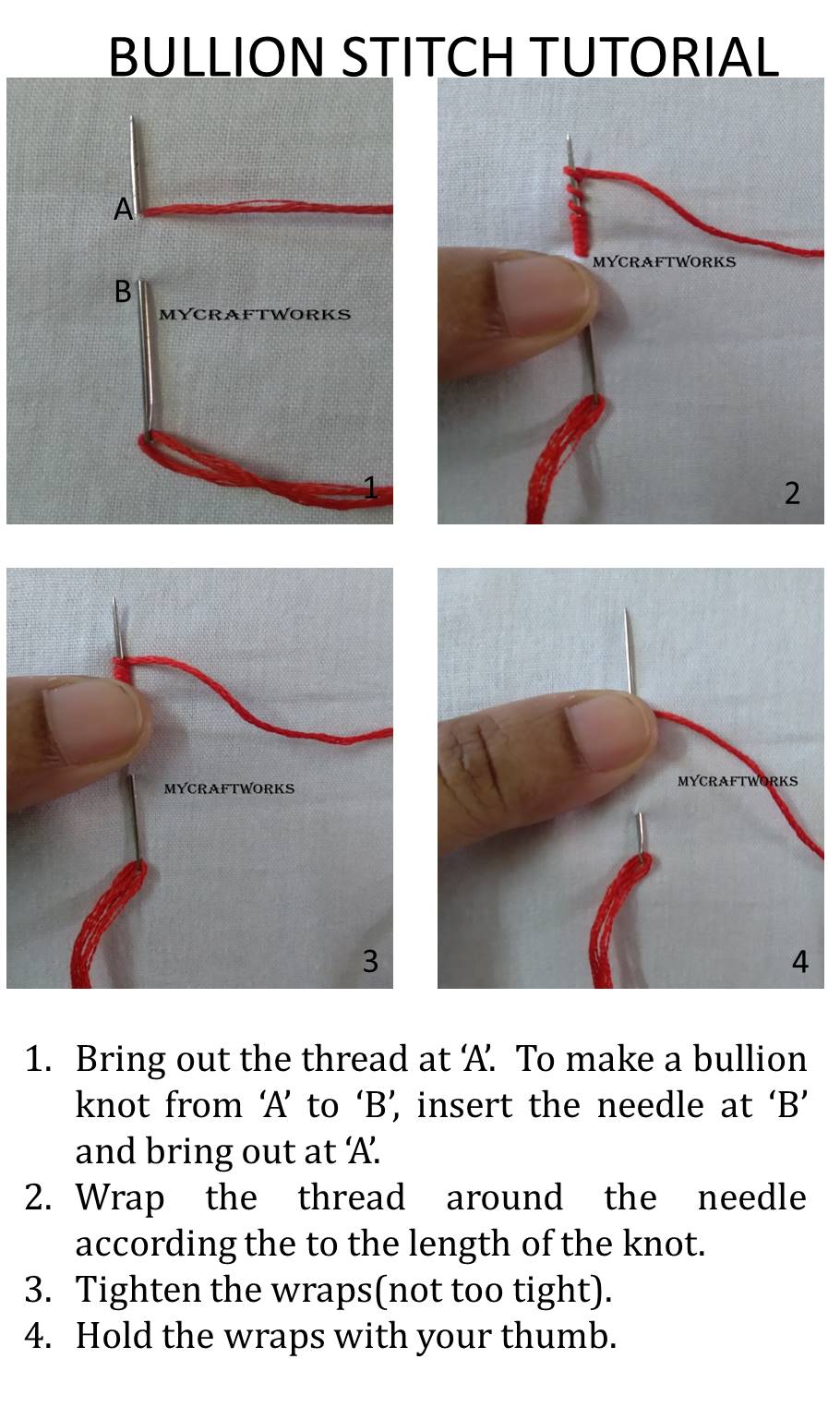 MY CRAFT WORKS Bullion Knot Stitch Tutorial