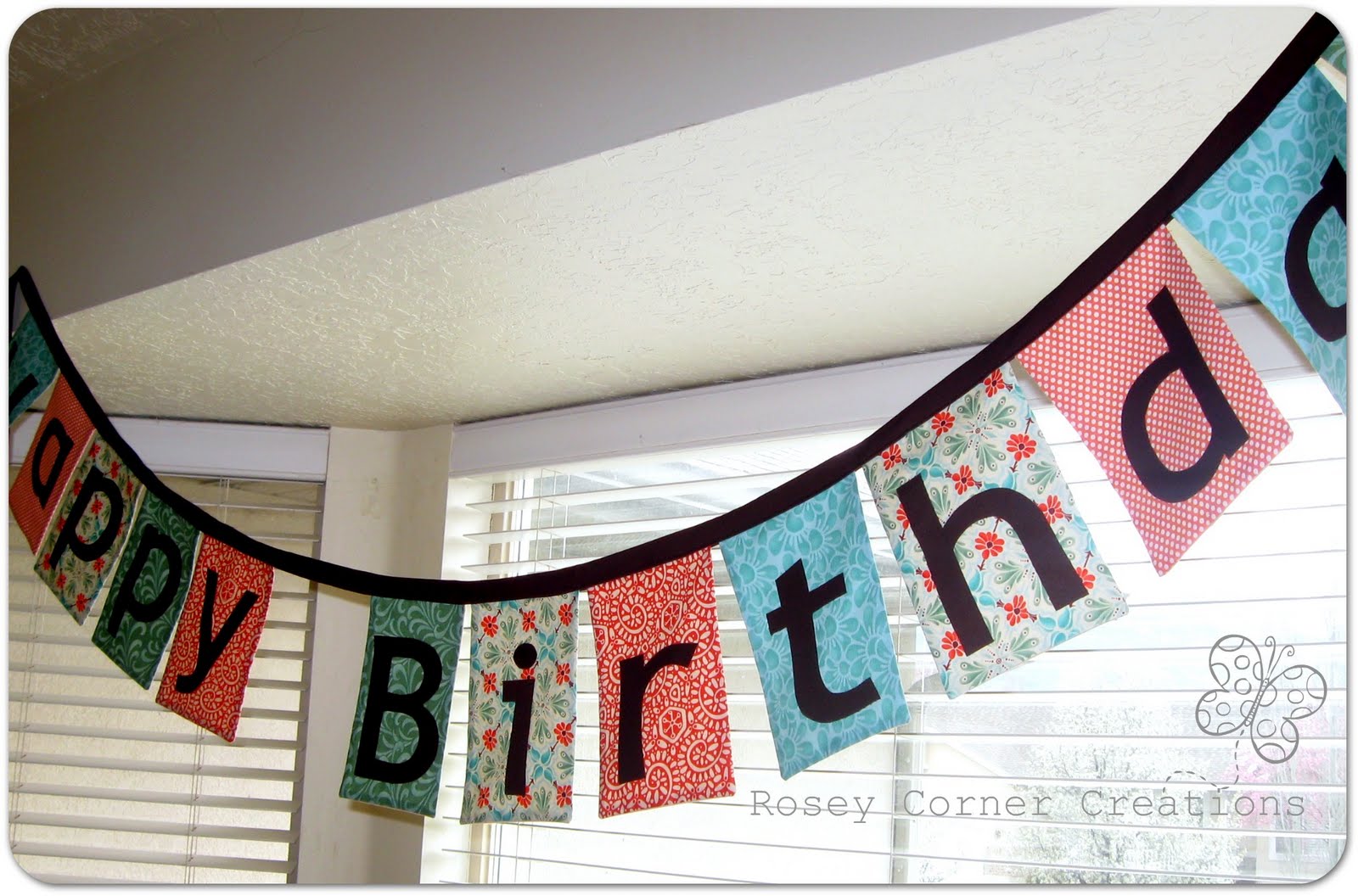 Rosey Corner Creations Fabric Birthday Banner