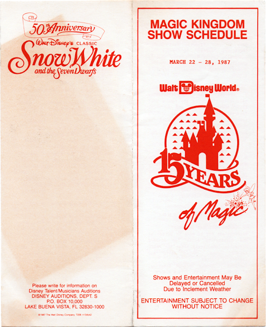 PracticalWDW Magic Kingdom Show Schedule March 2228, 1987