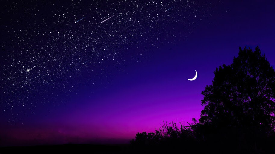 Starry, Night, Moon, Scenery, 4K, #6.918
