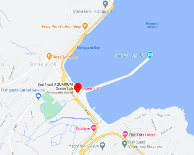 Mapa da enorme passarela de fotos Goodwick Sea Wall no País de Gales