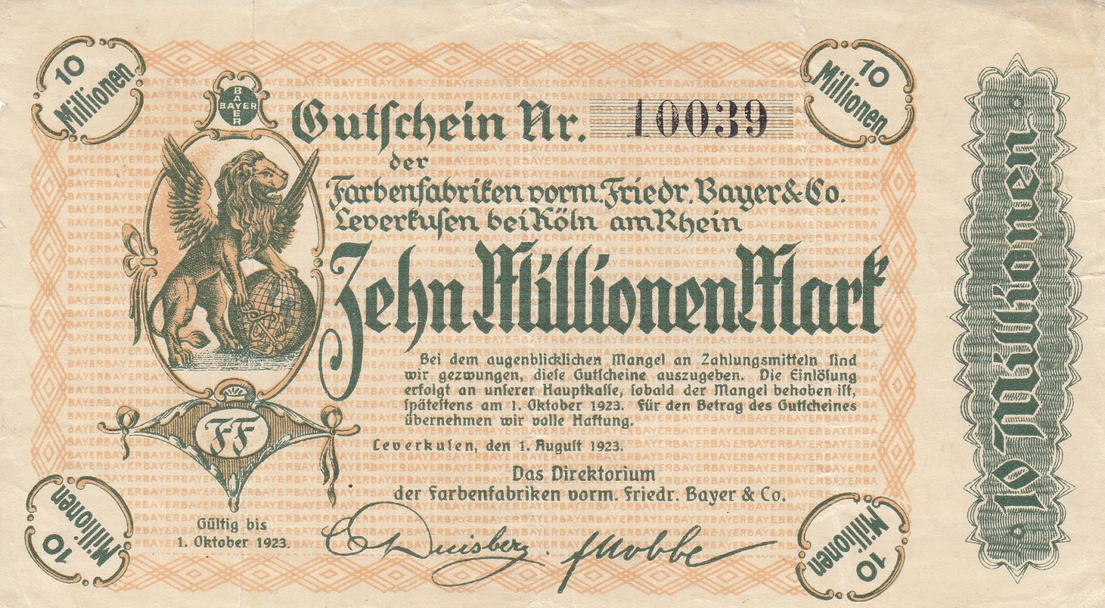 bond 1923 Sequential w/ all coupons 2 million Vintage German 2,000,000 Marks 