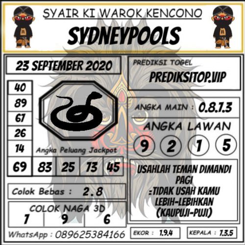 Syair Sidney Hari Ini Rabu 23092020 Prediksi HK Malam