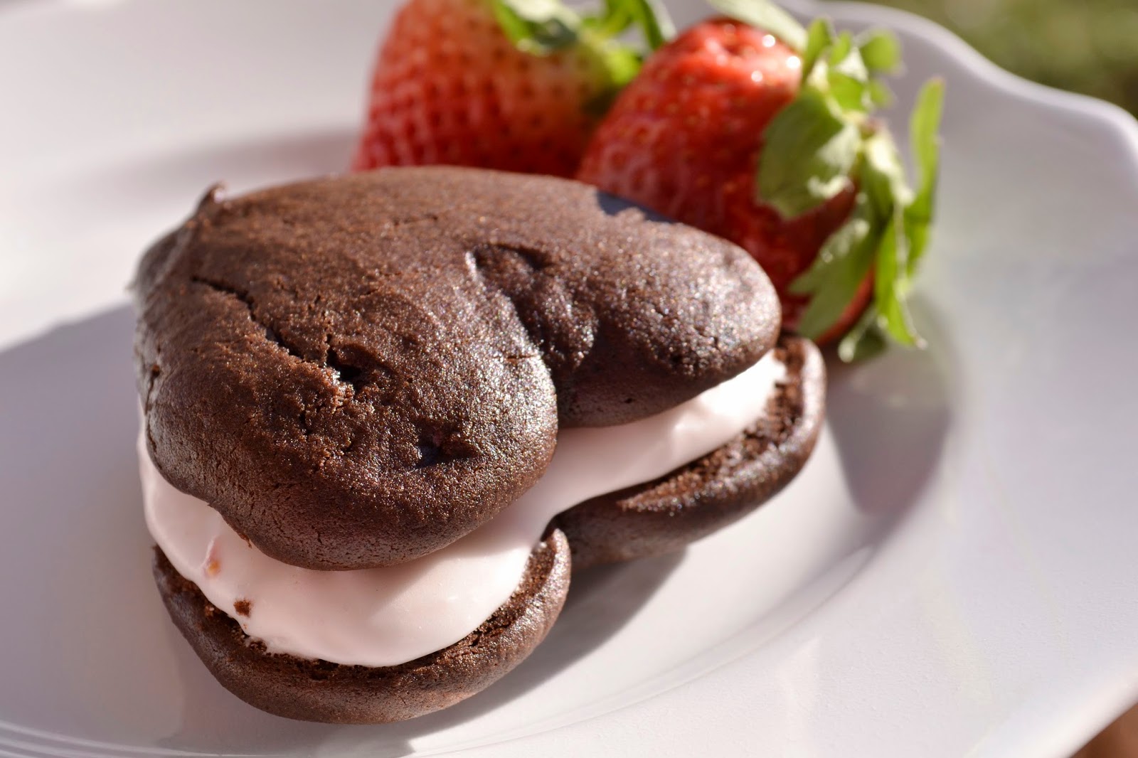 Sweet Morris Chocolate Whoopie Pie with Strawberry filling