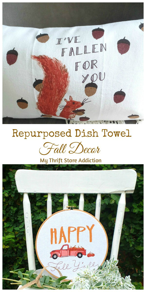 15 minute fall decor from repurposed dish towels