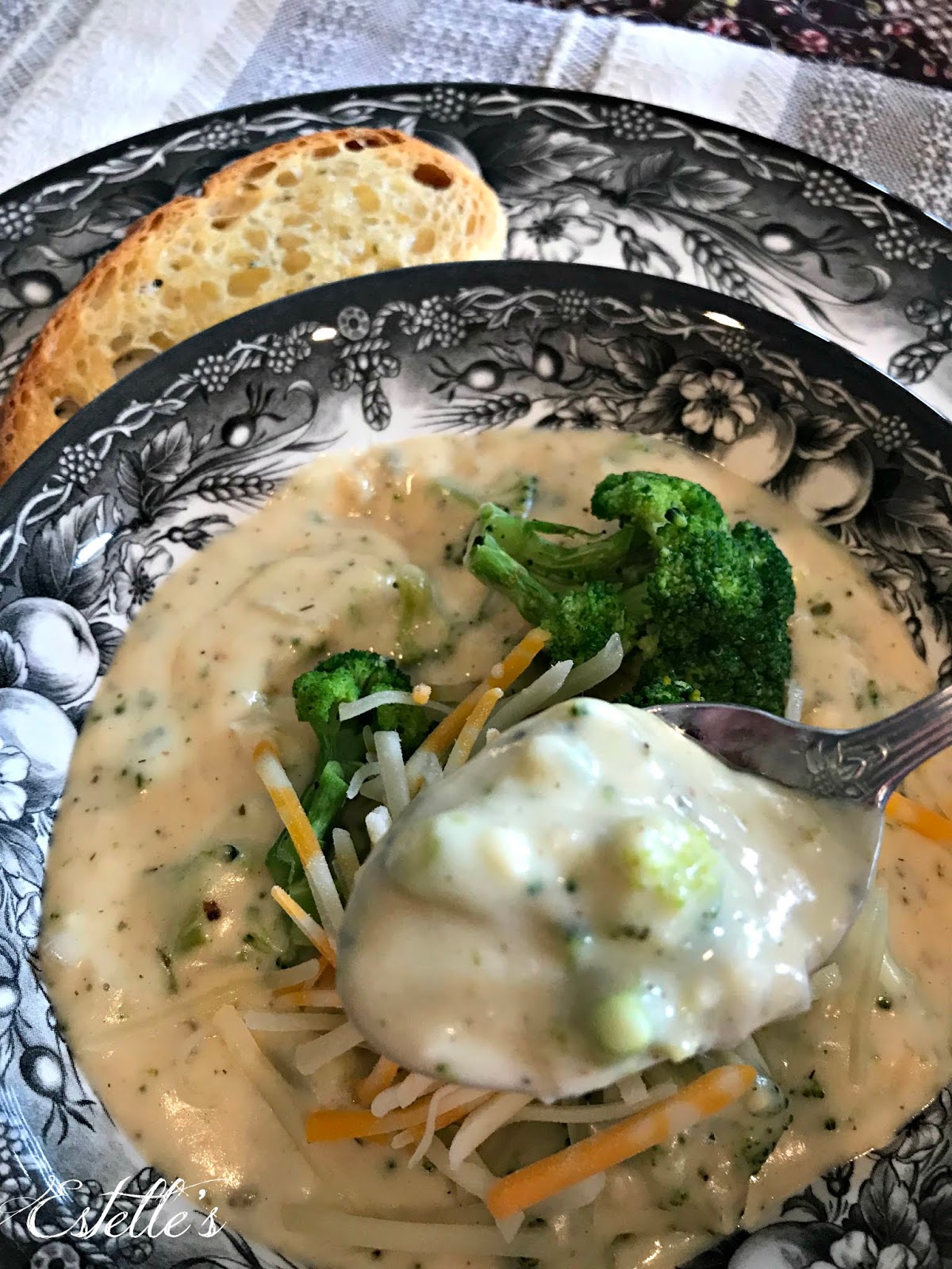 Estelle's BROCCOLI CHEESE SOUP WITH A GOURMET TOUCH