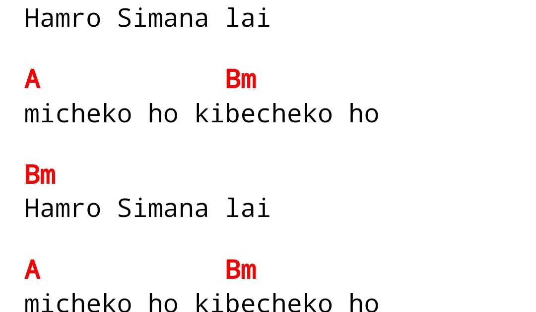 Easy Guitar Chord Hamro simana lyrics with guitar chord Axe Band