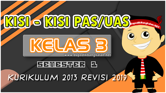 Kisi-kisi PAS/UAS Kelas 3 Semester 1 K13 Tahun Pelajaran 2019