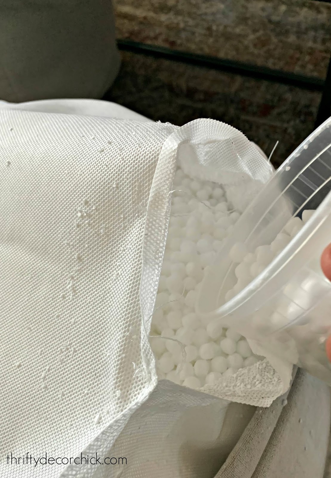 How to refill ottoman with foam pellets